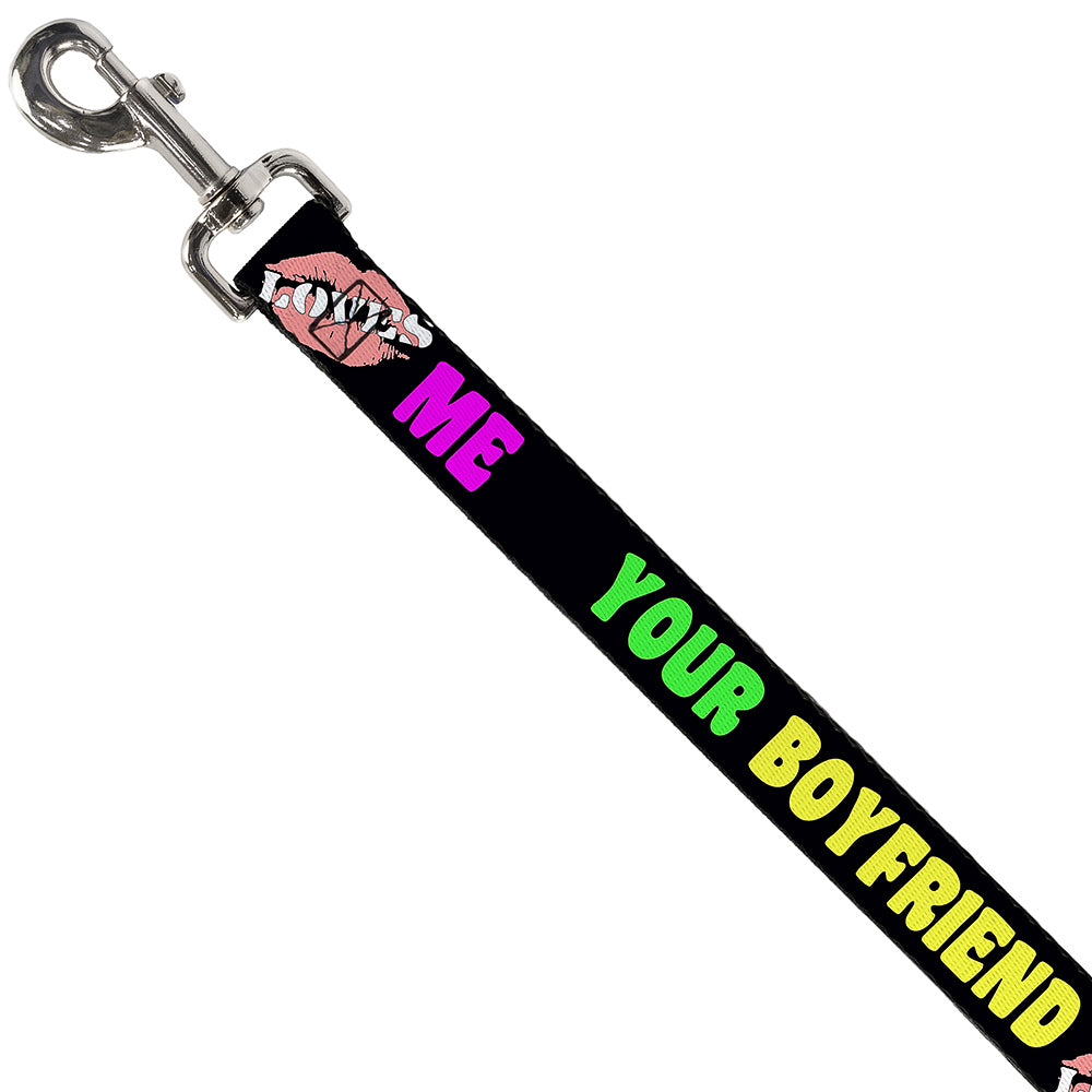 Dog Leash - YOUR BOYFRIEND LOVES ME w/Kiss Black/Neon Dog Leashes Buckle-Down