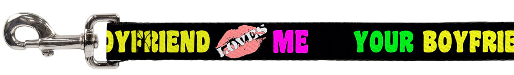 Dog Leash - YOUR BOYFRIEND LOVES ME w/Kiss Black/Neon Dog Leashes Buckle-Down