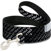 Dog Leash - YOLO Diagonal Black/Gray/White Dog Leashes Buckle-Down