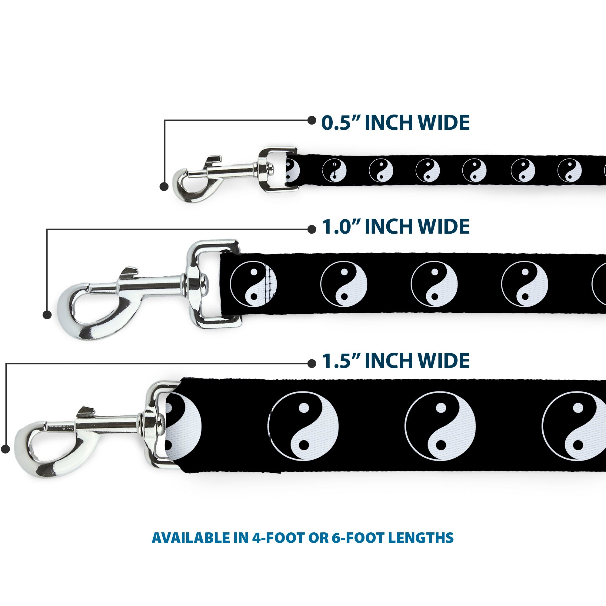 Dog Leash - Yin Yang Symbol Black/White Dog Leashes Buckle-Down