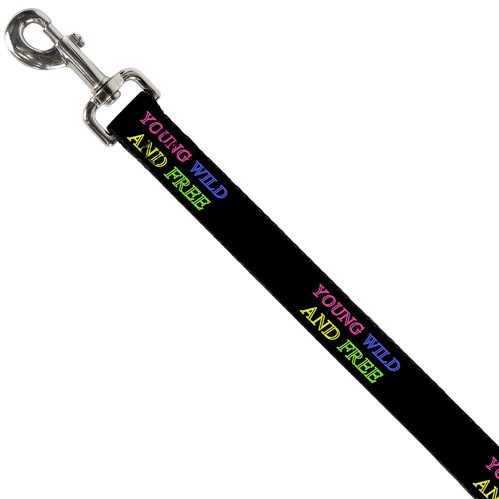 Dog Leash - YOUNG WILD AND FREE Outline Black/Multi Neon Dog Leashes Buckle-Down