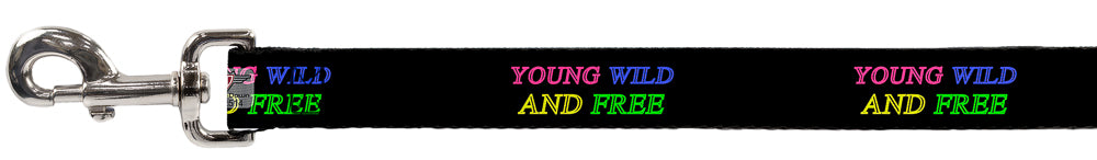 Dog Leash - YOUNG WILD AND FREE Outline Black/Multi Neon Dog Leashes Buckle-Down