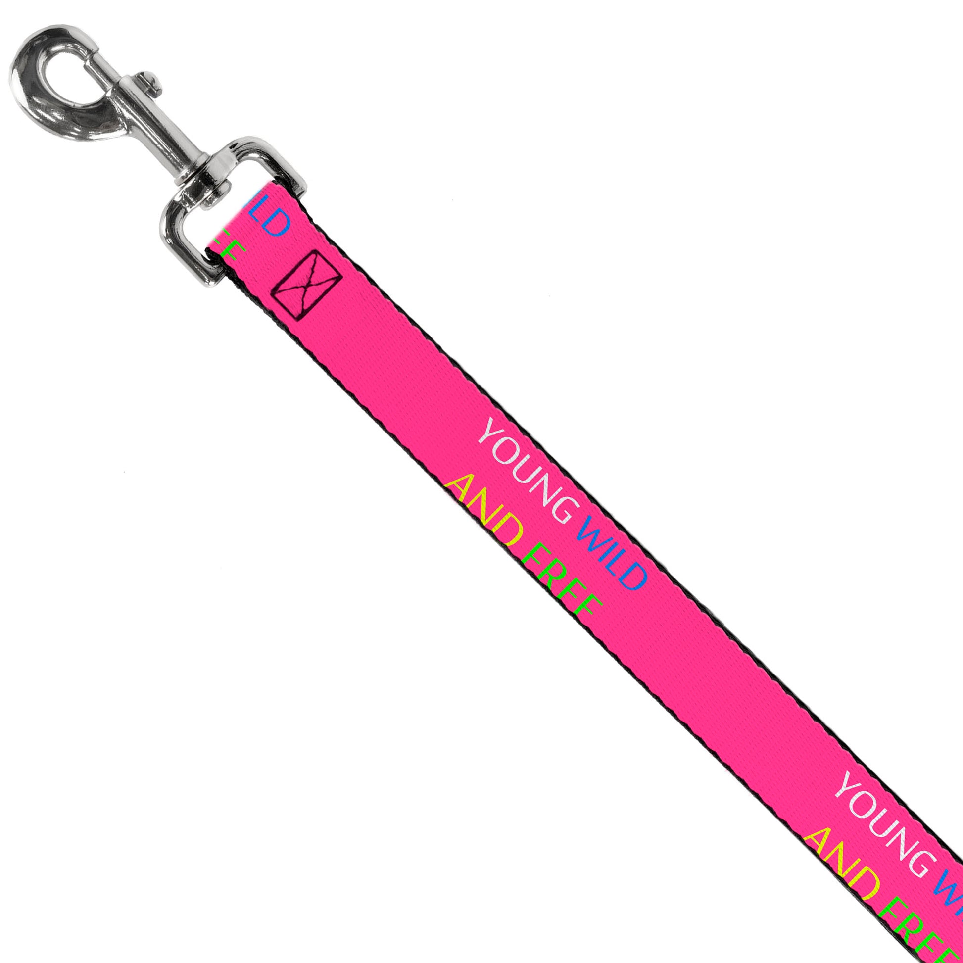 Dog Leash - YOUNG WILD AND FREE Pink/White/Blue/Yellow/Green Dog Leashes Buckle-Down