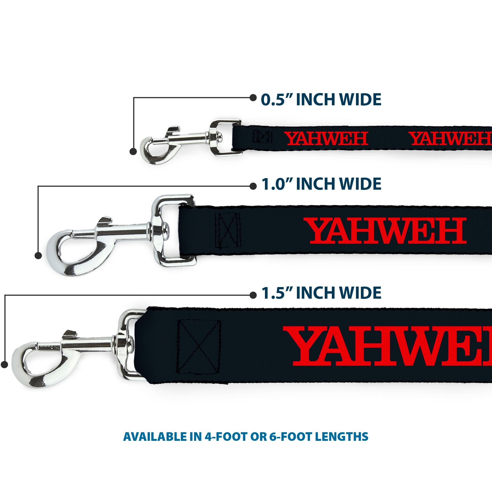 Dog Leash - YAHWEH Text Navy Blue/Red Dog Leashes Buckle-Down