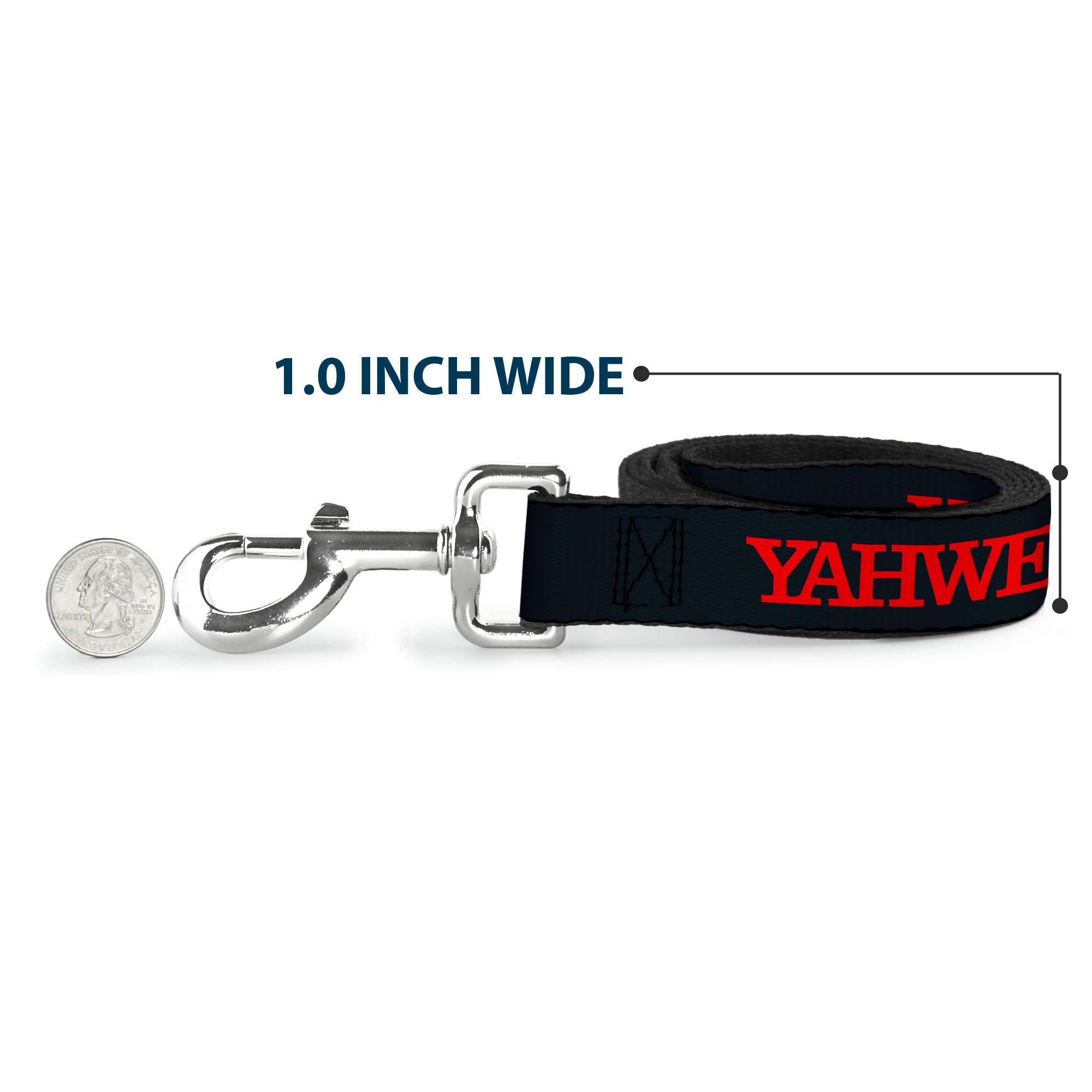 Dog Leash - YAHWEH Text Navy Blue/Red Dog Leashes Buckle-Down
