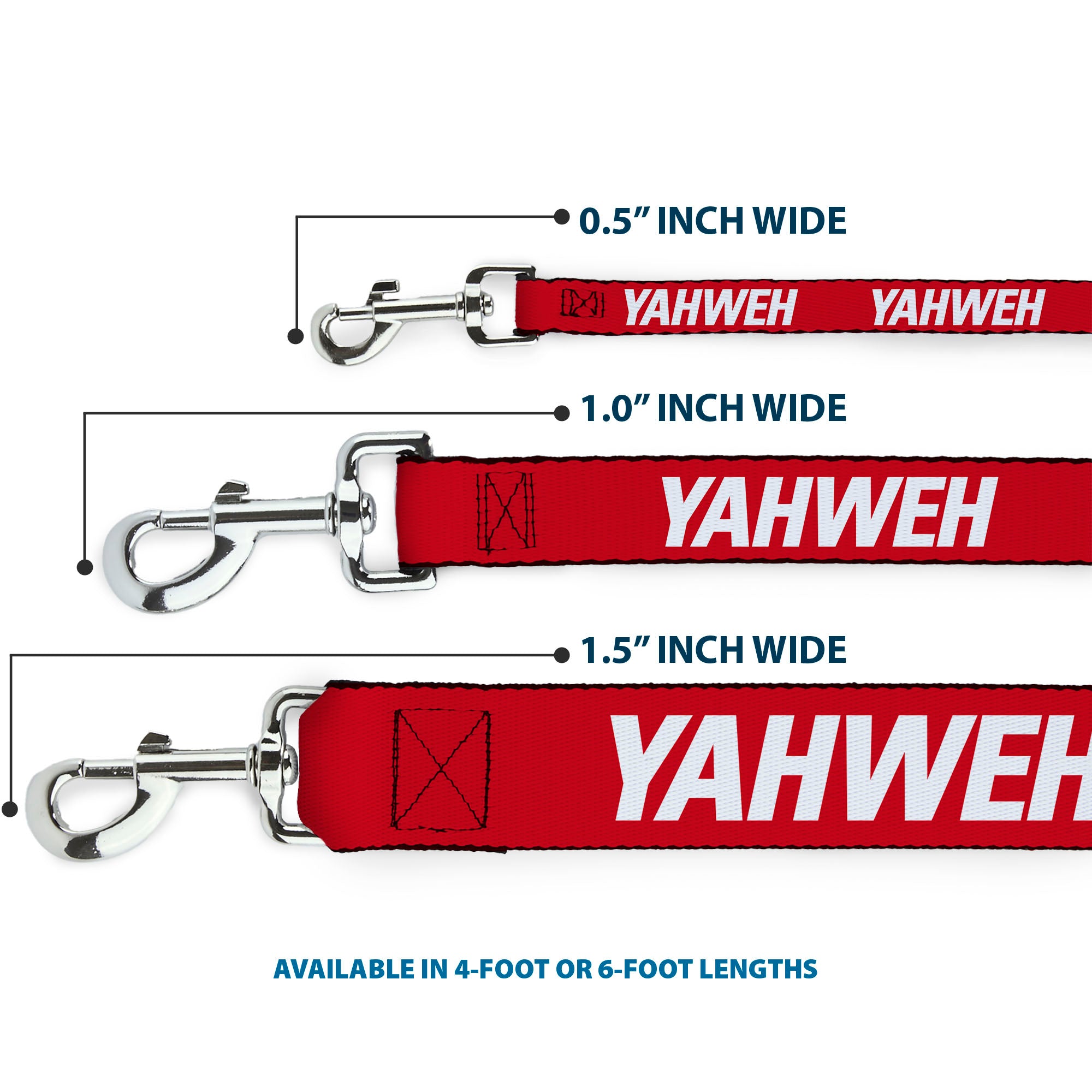 Dog Leash - YAHWEH Text Red/White Dog Leashes Buckle-Down