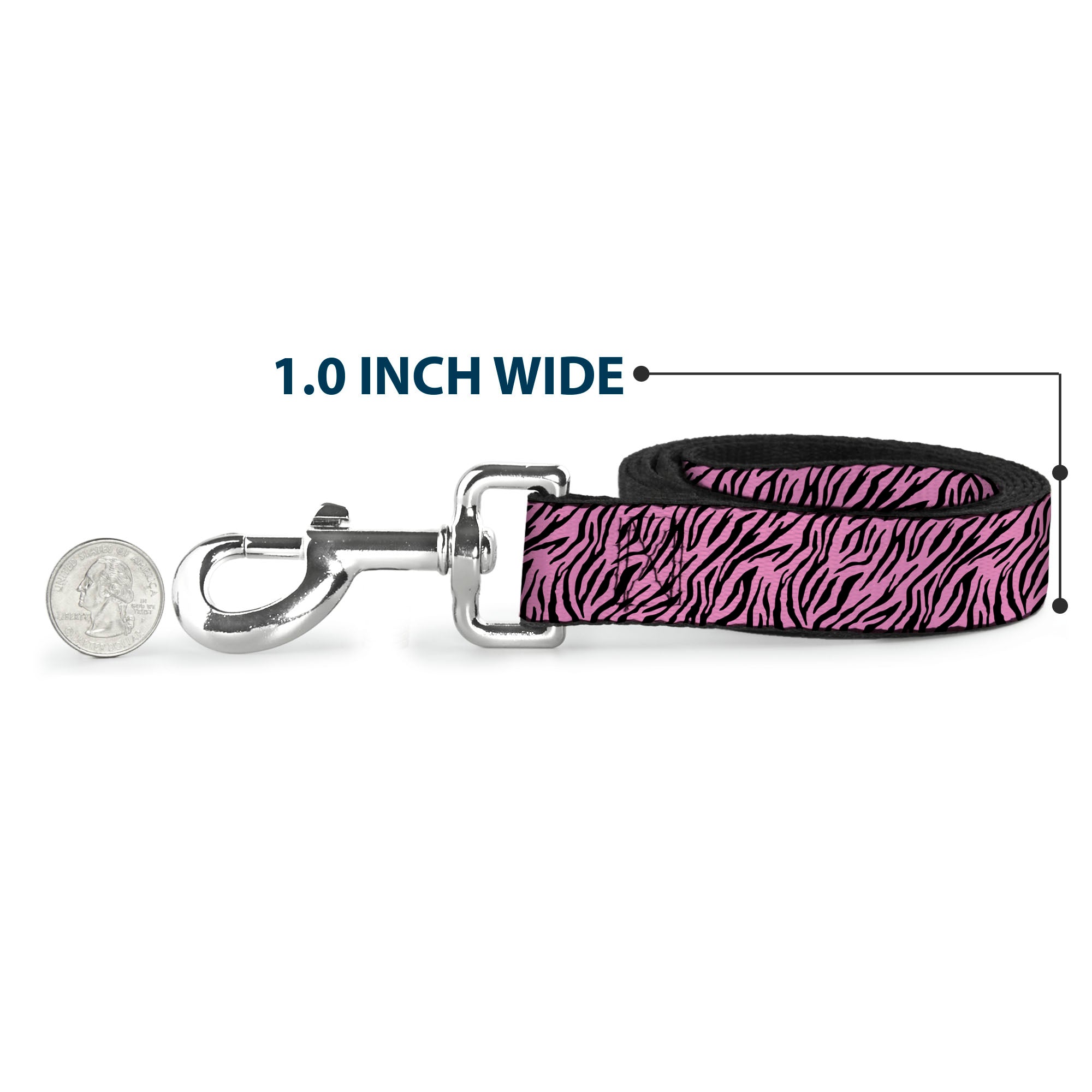 Dog Leash - Zebra 2 Baby Pink Dog Leashes Buckle-Down