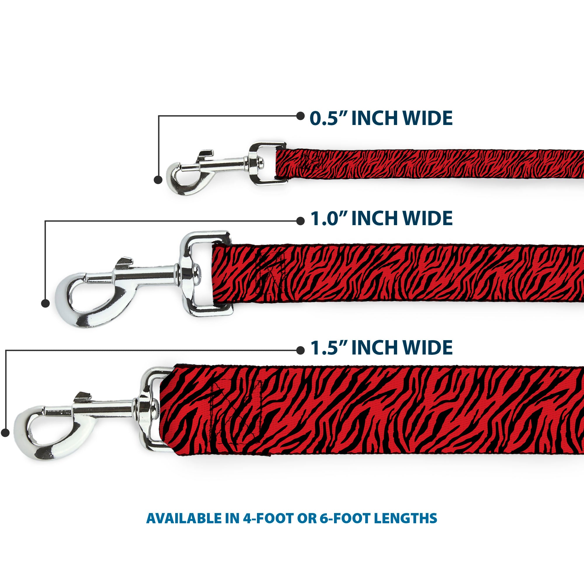 Dog Leash - Zebra 2 Red Dog Leashes Buckle-Down