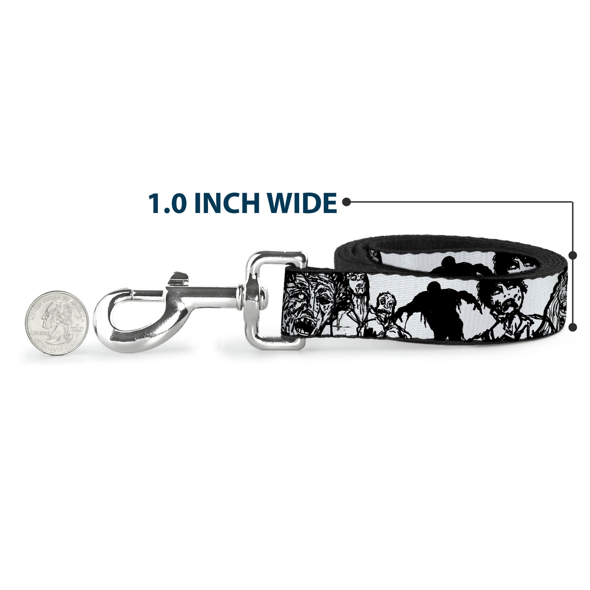 Dog Leash - Zombies White/Black Dog Leashes Buckle-Down
