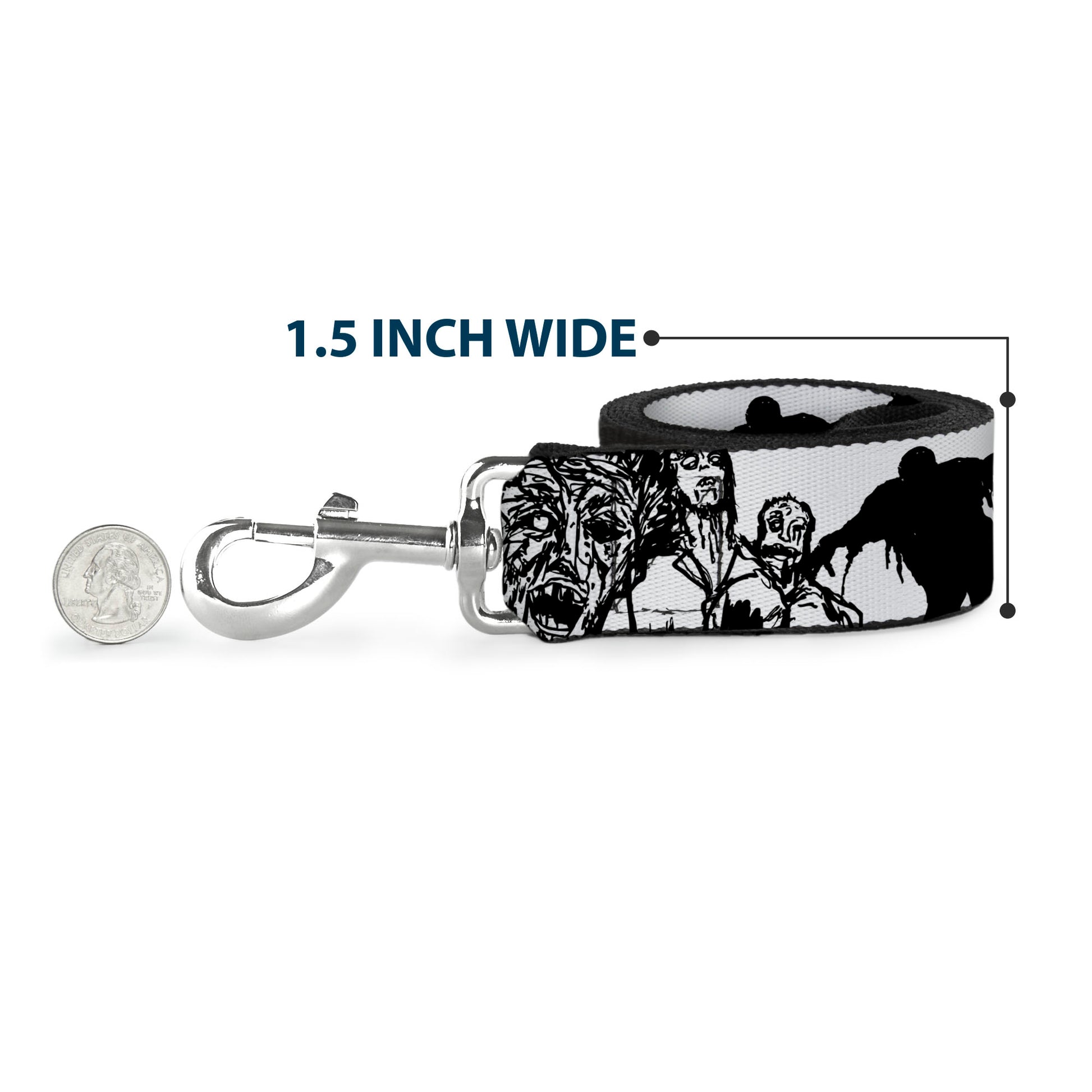 Dog Leash - Zombies White/Black Dog Leashes Buckle-Down