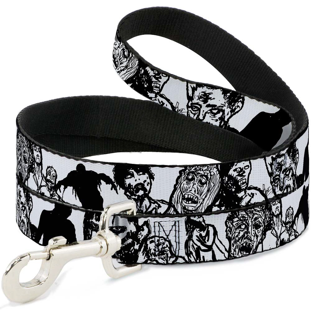 Dog Leash - Zombies White/Black Dog Leashes Buckle-Down