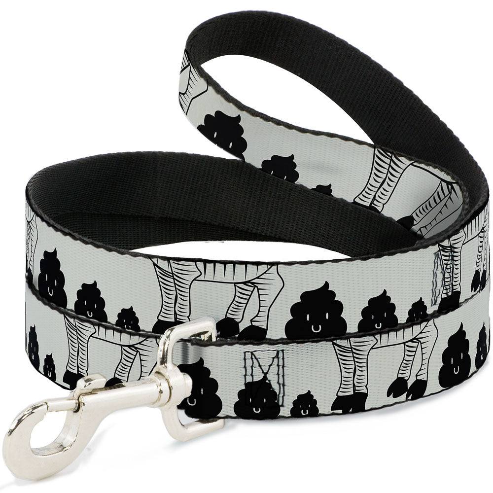 Dog Leash - Zebra Poops Off-White/Black Dog Leashes Buckle-Down