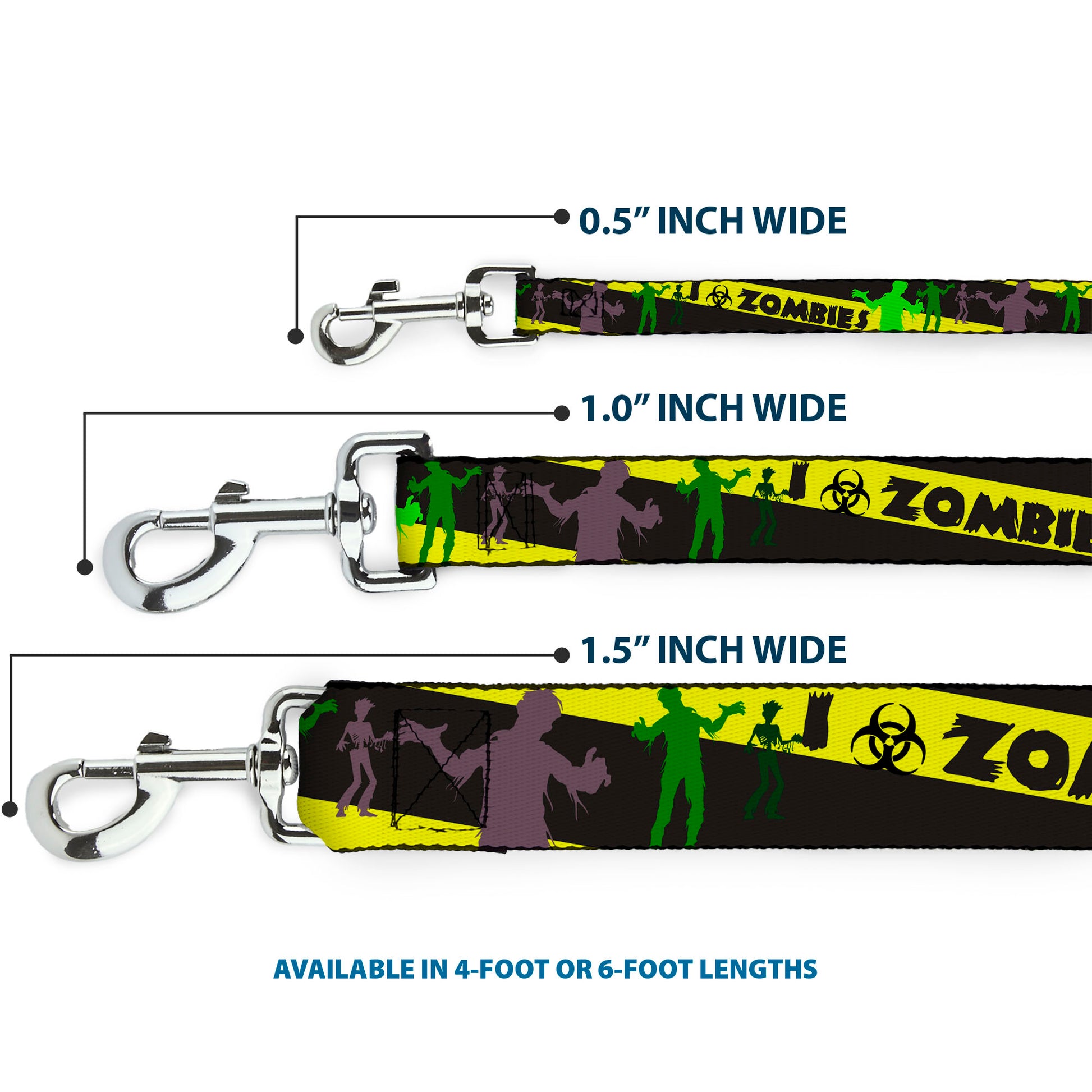 Dog Leash - Zombies Biohazard Black/Yellow/Green Dog Leashes Buckle-Down