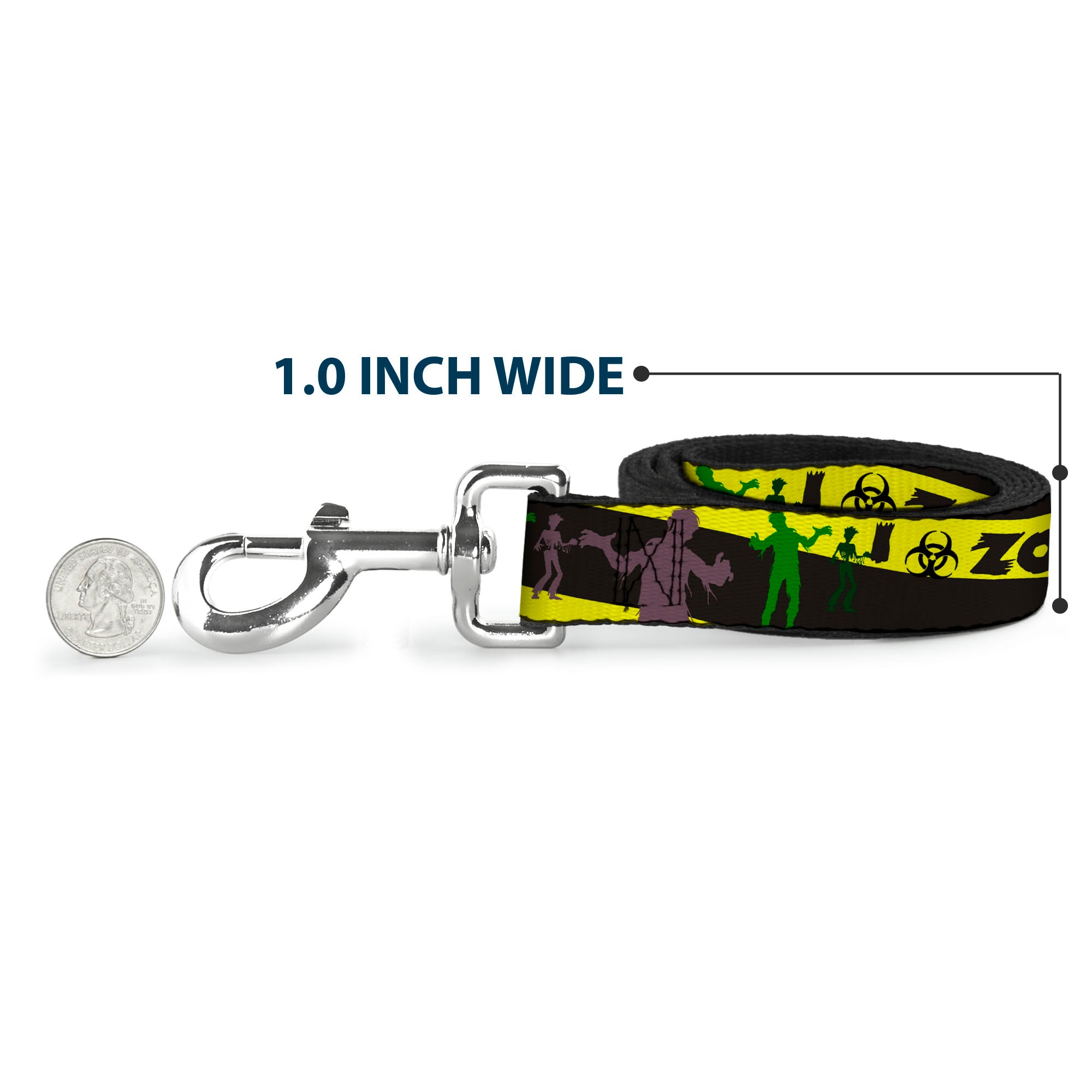 Dog Leash - Zombies Biohazard Black/Yellow/Green Dog Leashes Buckle-Down