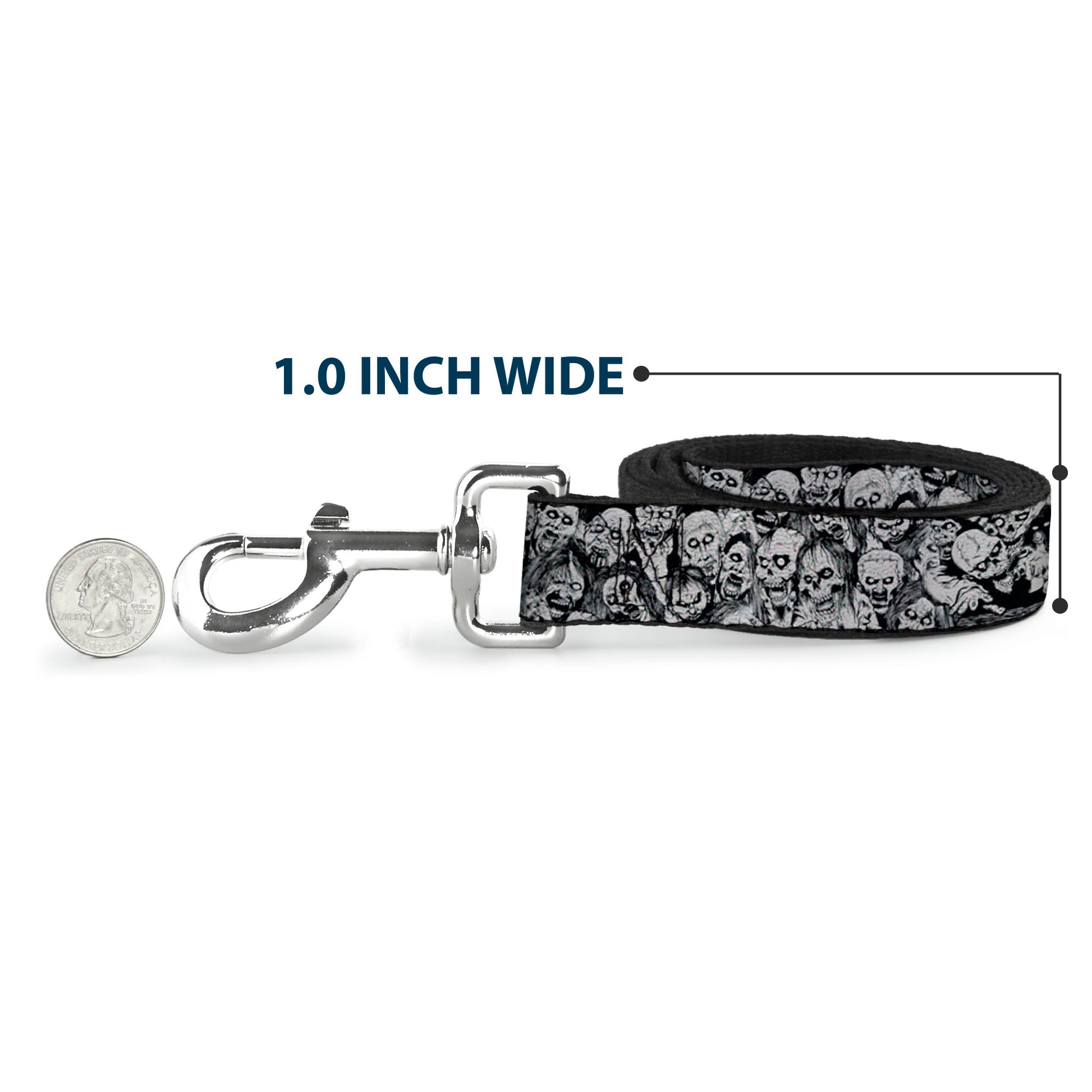 Dog Leash - Zombie Skulls Sketch Dog Leashes Buckle-Down