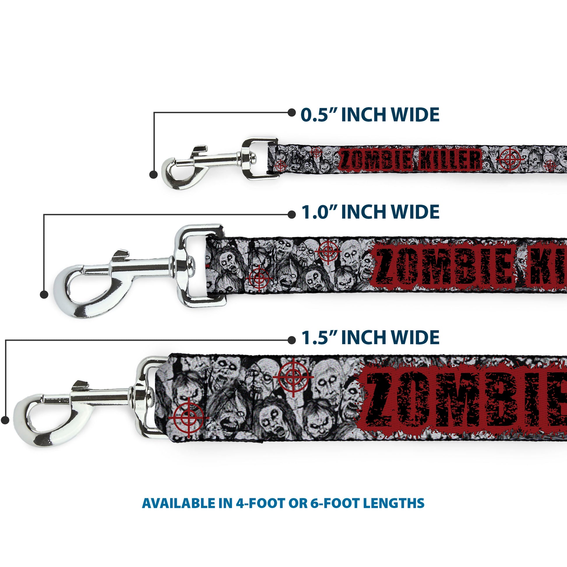 Dog Leash - ZOMBIE KILLER w/Stacked Zombies Sketch Dog Leashes Buckle-Down