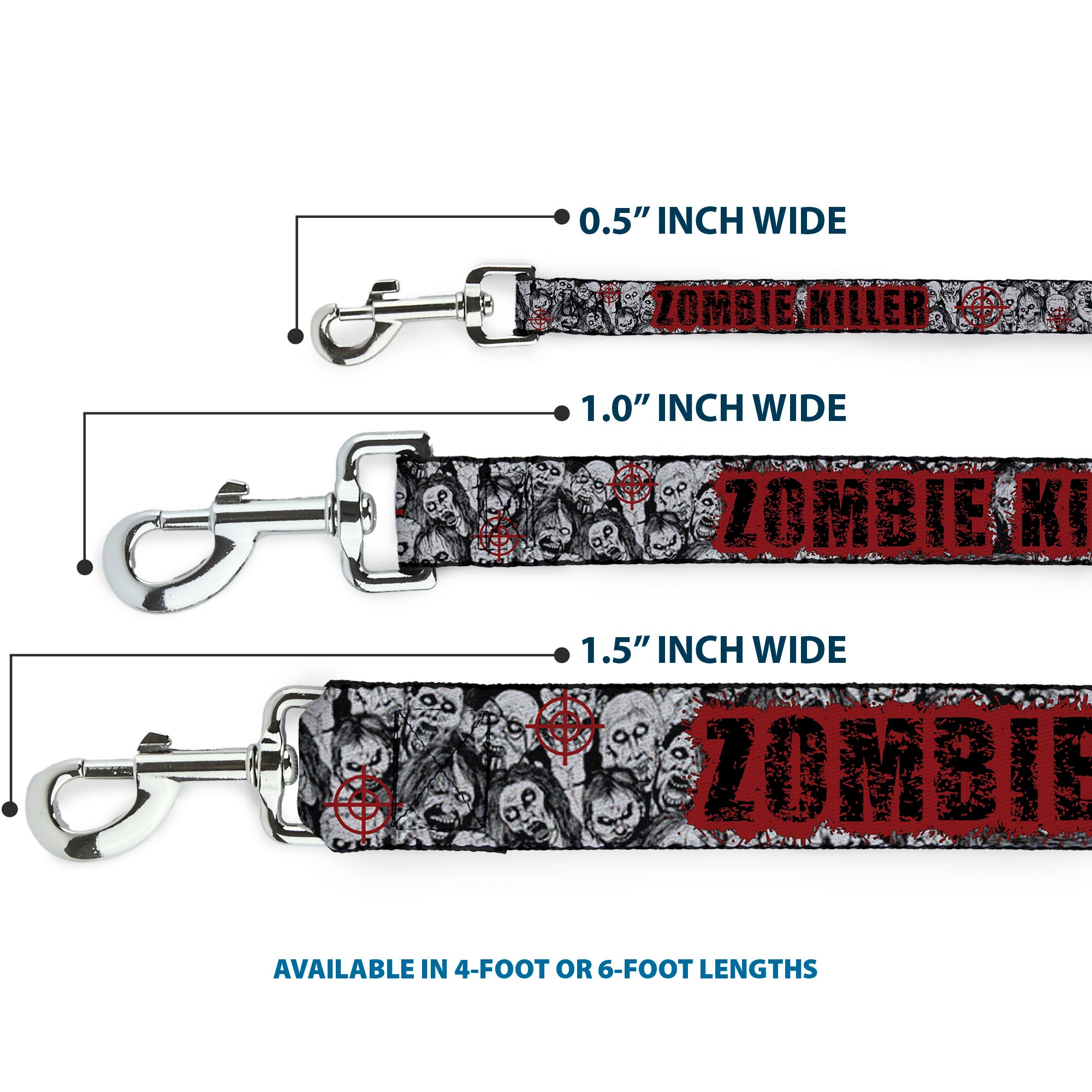 Dog Leash - ZOMBIE KILLER w/Stacked Zombies Sketch Dog Leashes Buckle-Down