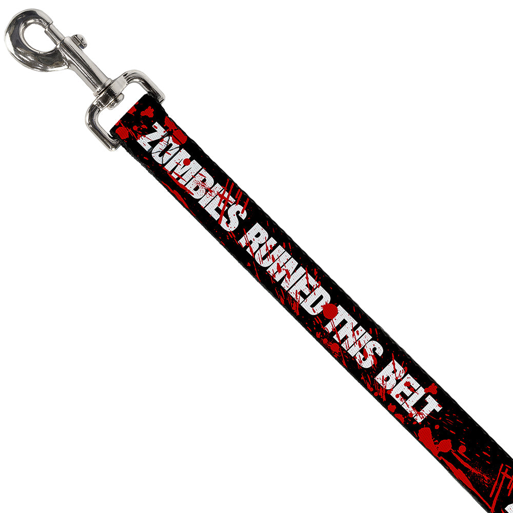 Dog Leash - ZOMBIES RUINED THIS BELT Black/White/Red Splatter Dog Leashes Buckle-Down