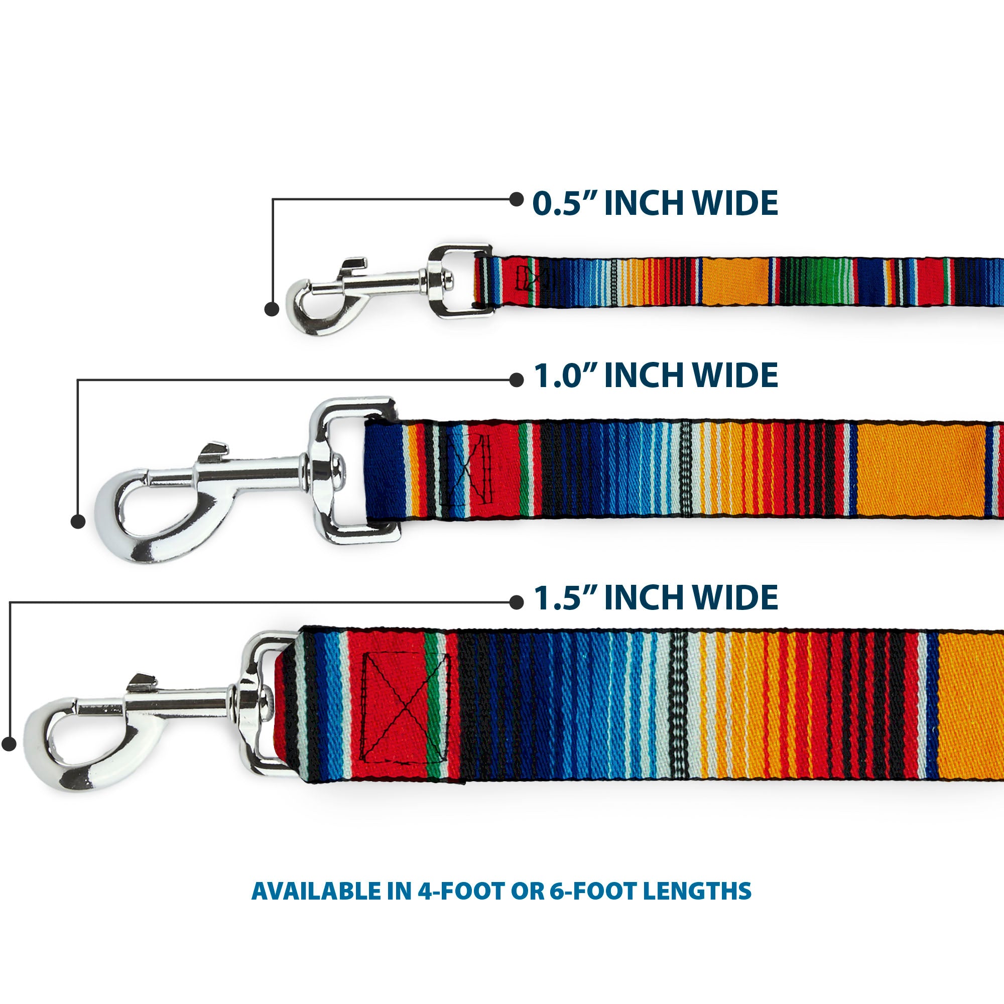 Dog Leash - Zarape2 Vertical Multi Color Stripe Dog Leashes Buckle-Down