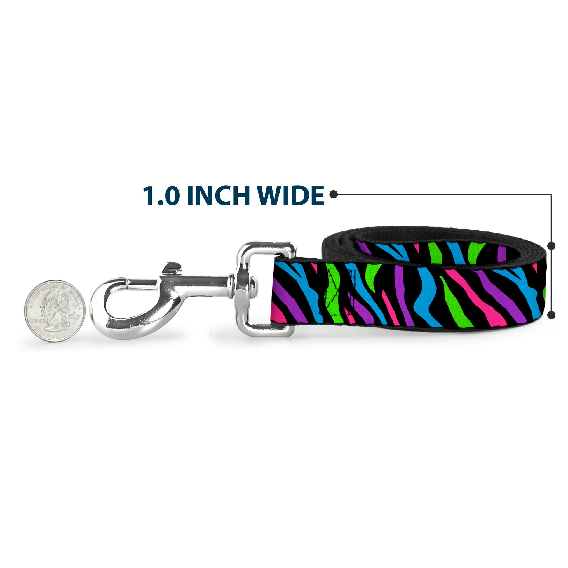 Dog Leash - Zebra Black/Blue/Green/Pink/Purple Dog Leashes Buckle-Down
