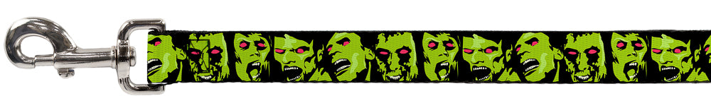 Dog Leash - Zombie Expressions Black/Green/Red Dog Leashes Buckle-Down