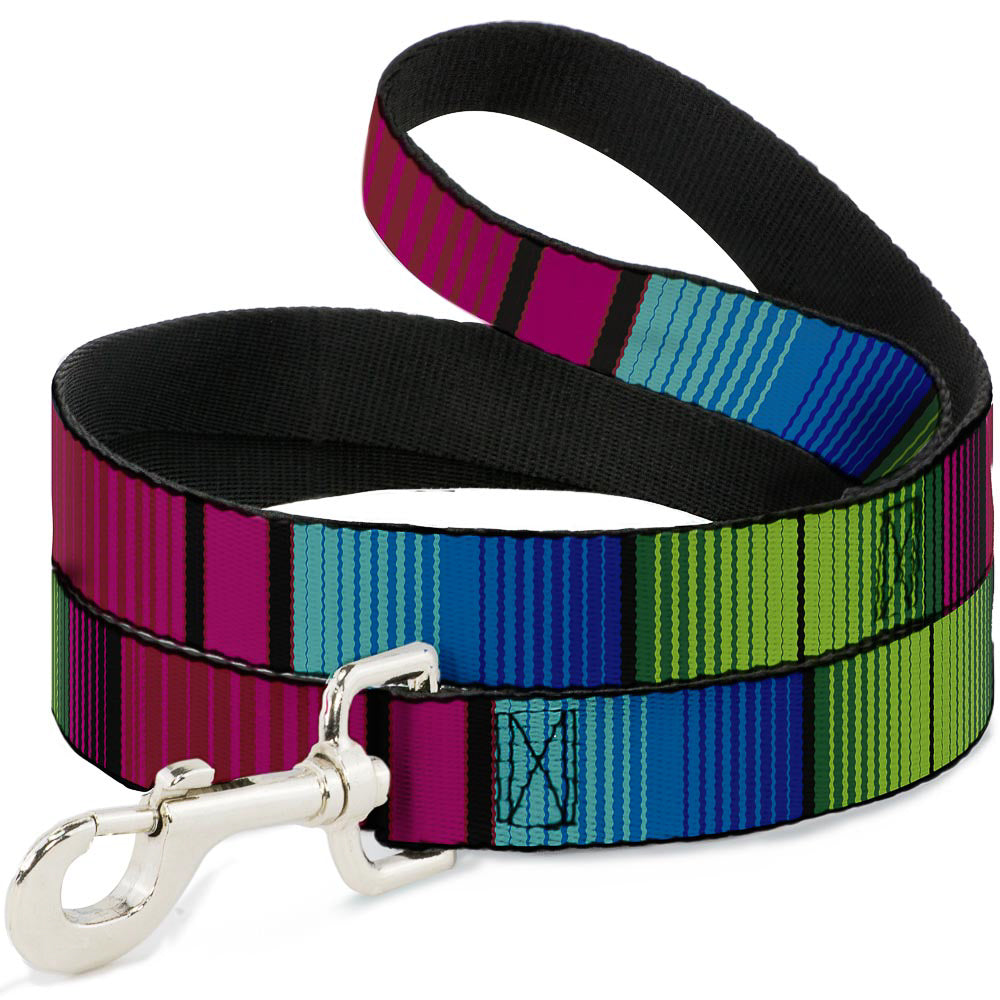 Dog Leash - Zarape7 Vertical Pinks/Blues/Greens/Black Dog Leashes Buckle-Down