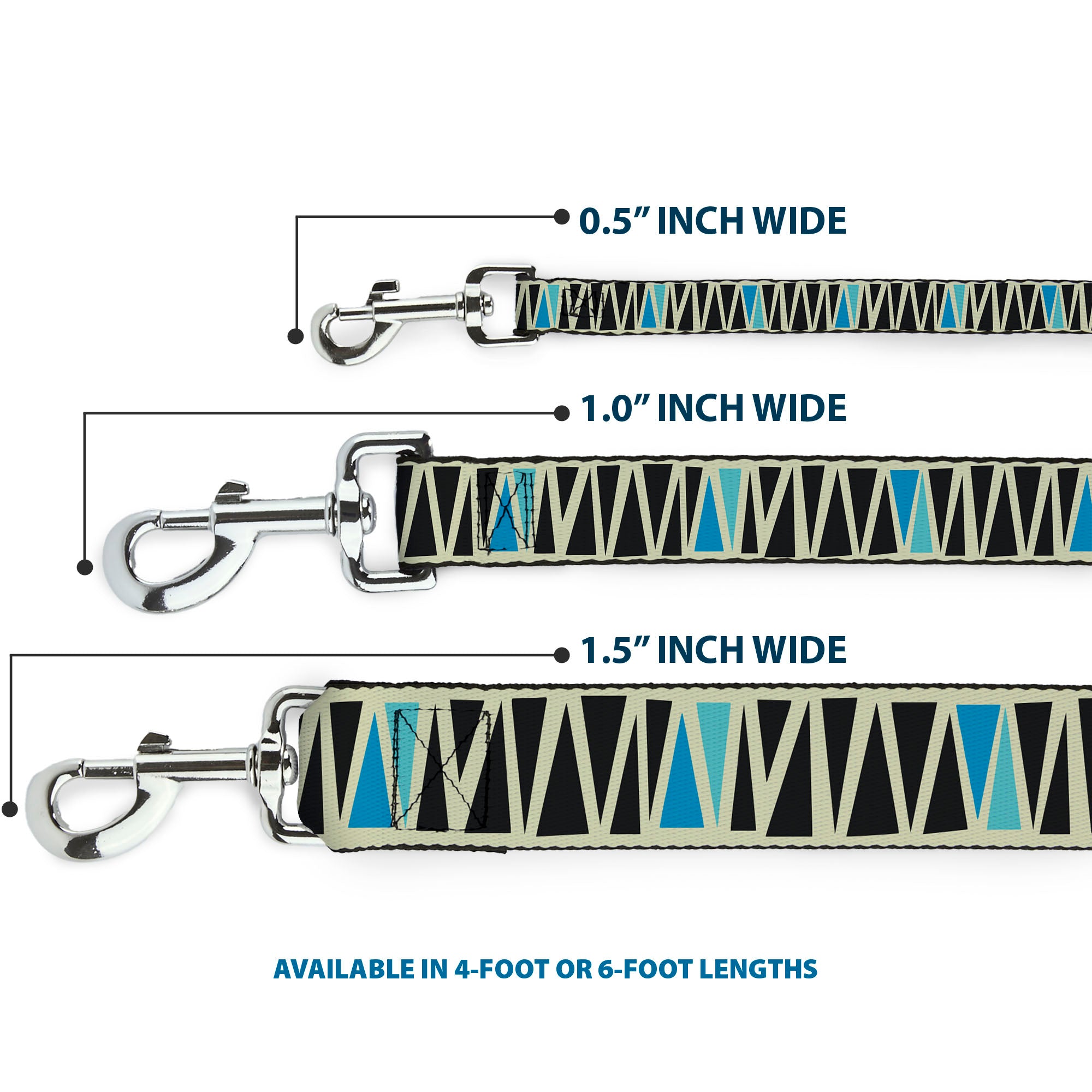 Dog Leash - Zig Zag Doodle Cream/Black/Blues Dog Leashes Buckle-Down