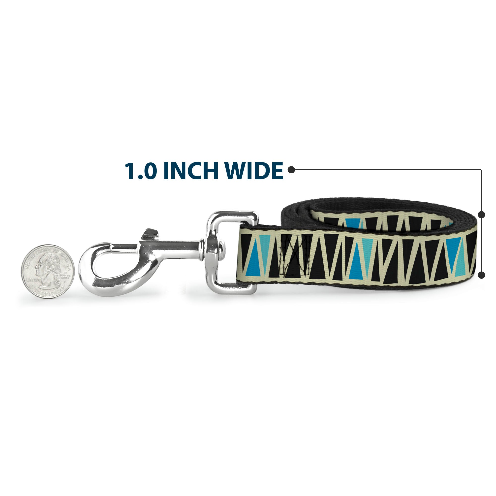 Dog Leash - Zig Zag Doodle Cream/Black/Blues Dog Leashes Buckle-Down