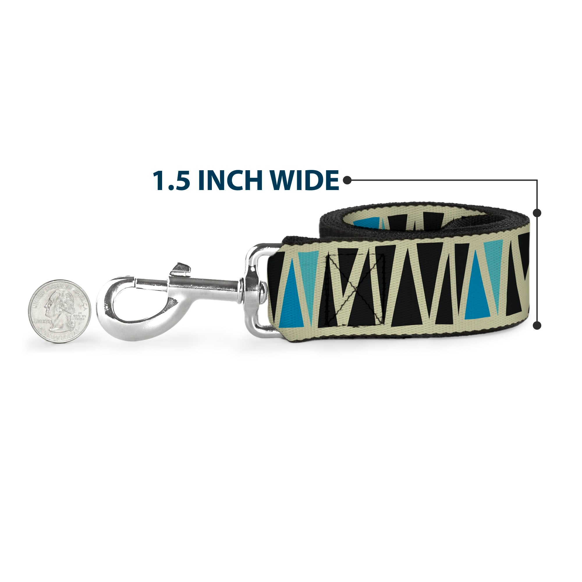 Dog Leash - Zig Zag Doodle Cream/Black/Blues Dog Leashes Buckle-Down