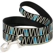 Dog Leash - Zig Zag Doodle Cream/Black/Blues Dog Leashes Buckle-Down