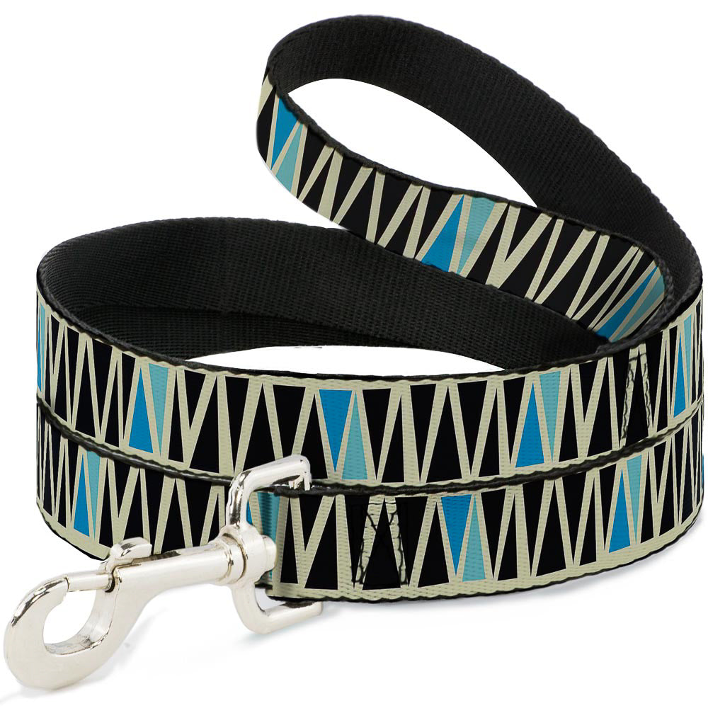 Dog Leash - Zig Zag Doodle Cream/Black/Blues Dog Leashes Buckle-Down