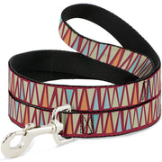Dog Leash - Zig Zag Doodle Red/Tan/Blues/Orange Dog Leashes Buckle-Down