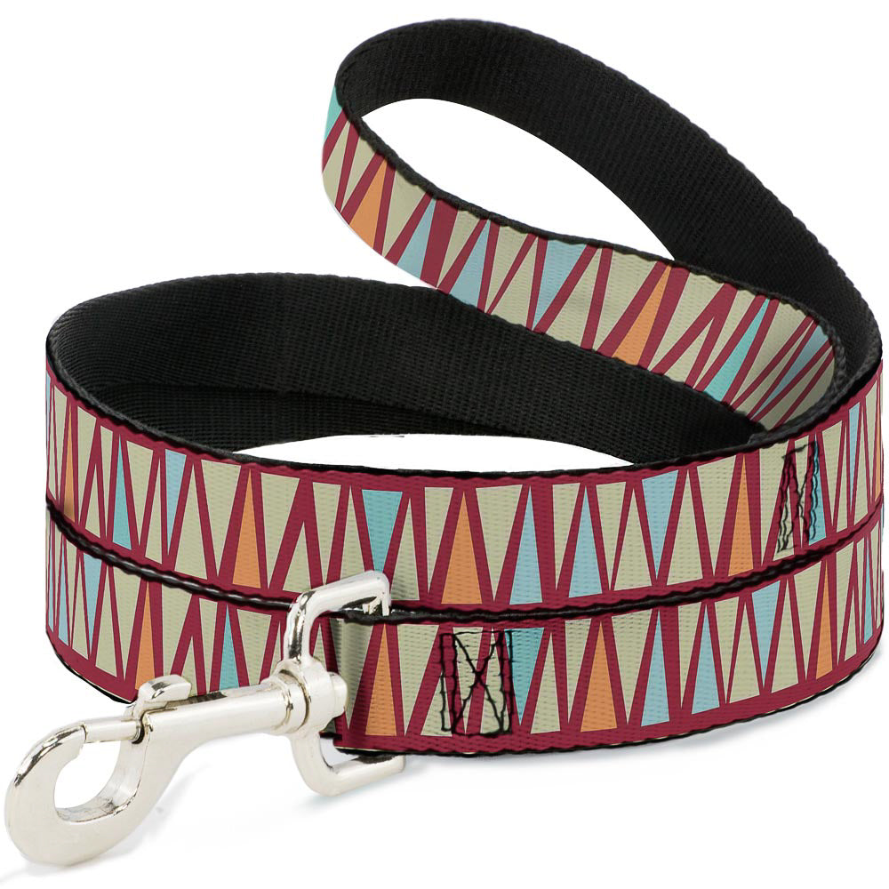 Dog Leash - Zig Zag Doodle Red/Tan/Blues/Orange Dog Leashes Buckle-Down