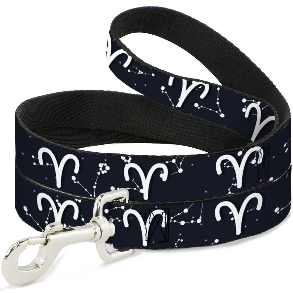 Dog Leash - Zodiac Aries Symbol/Constellations Black/White Dog Leashes Buckle-Down