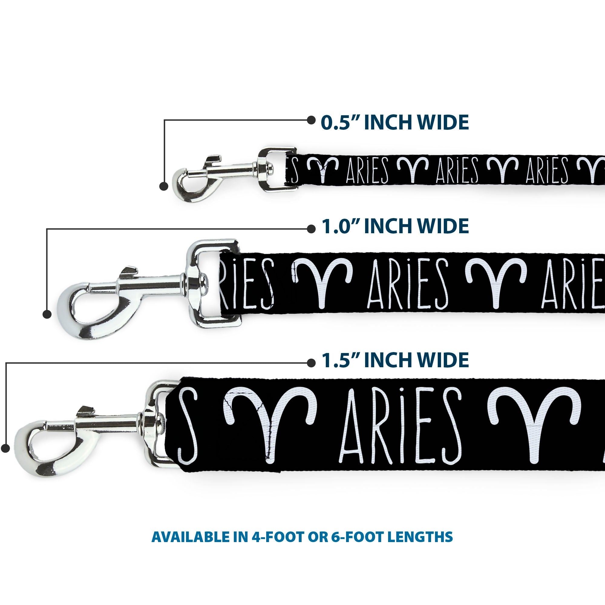 Dog Leash - Zodiac ARIES/Symbol Black/White Dog Leashes Buckle-Down
