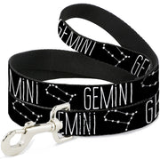 Dog Leash - Zodiac GEMINI/Constellation Black/White Dog Leashes Buckle-Down