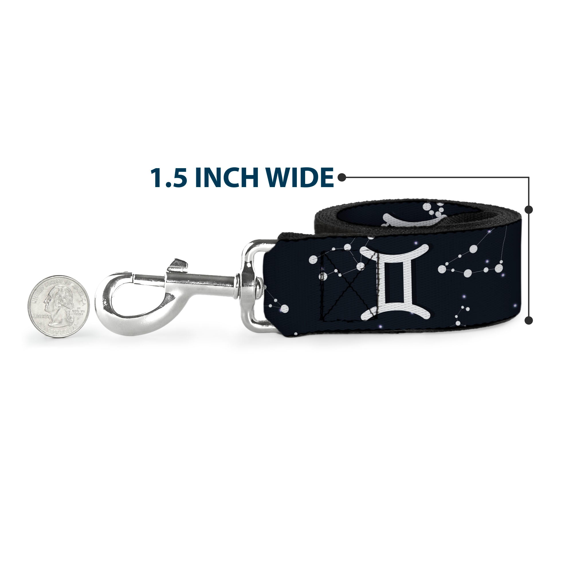 Dog Leash - Zodiac Gemini Symbol/Constellations Black/White Dog Leashes Buckle-Down