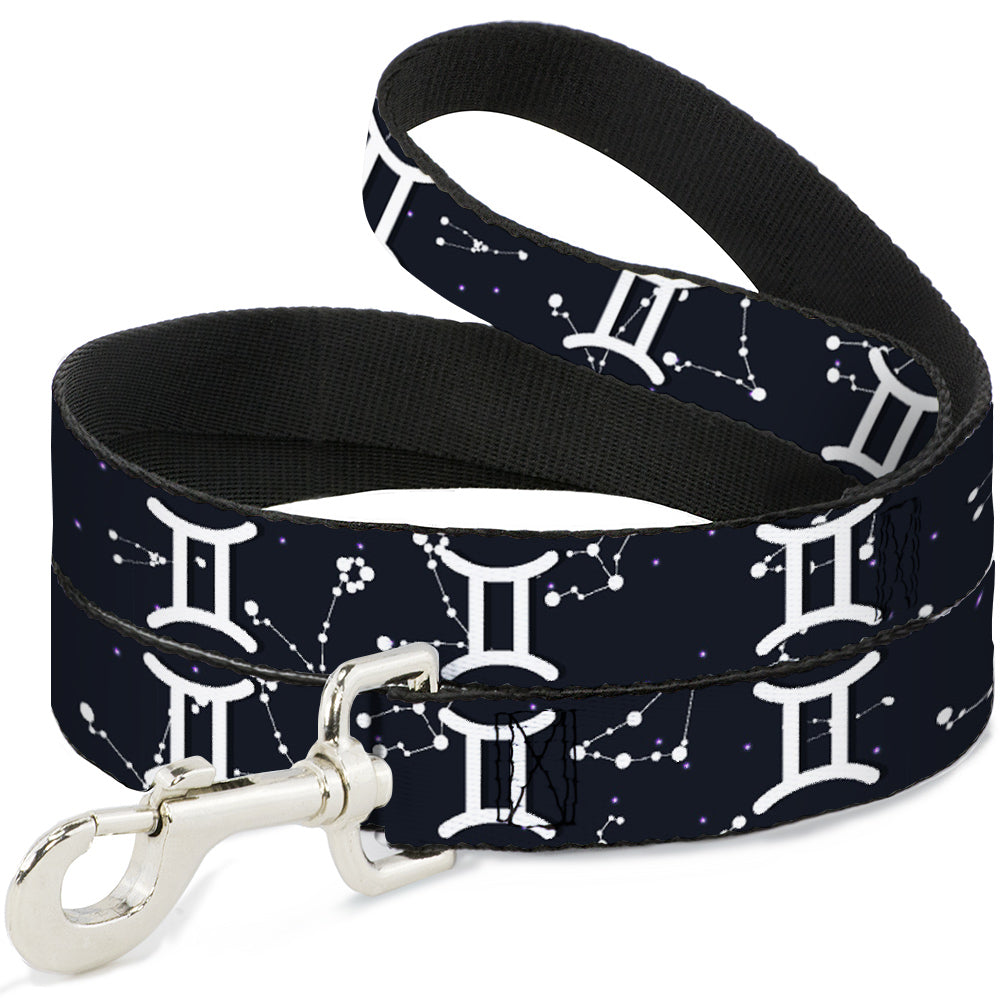 Dog Leash - Zodiac Gemini Symbol/Constellations Black/White Dog Leashes Buckle-Down