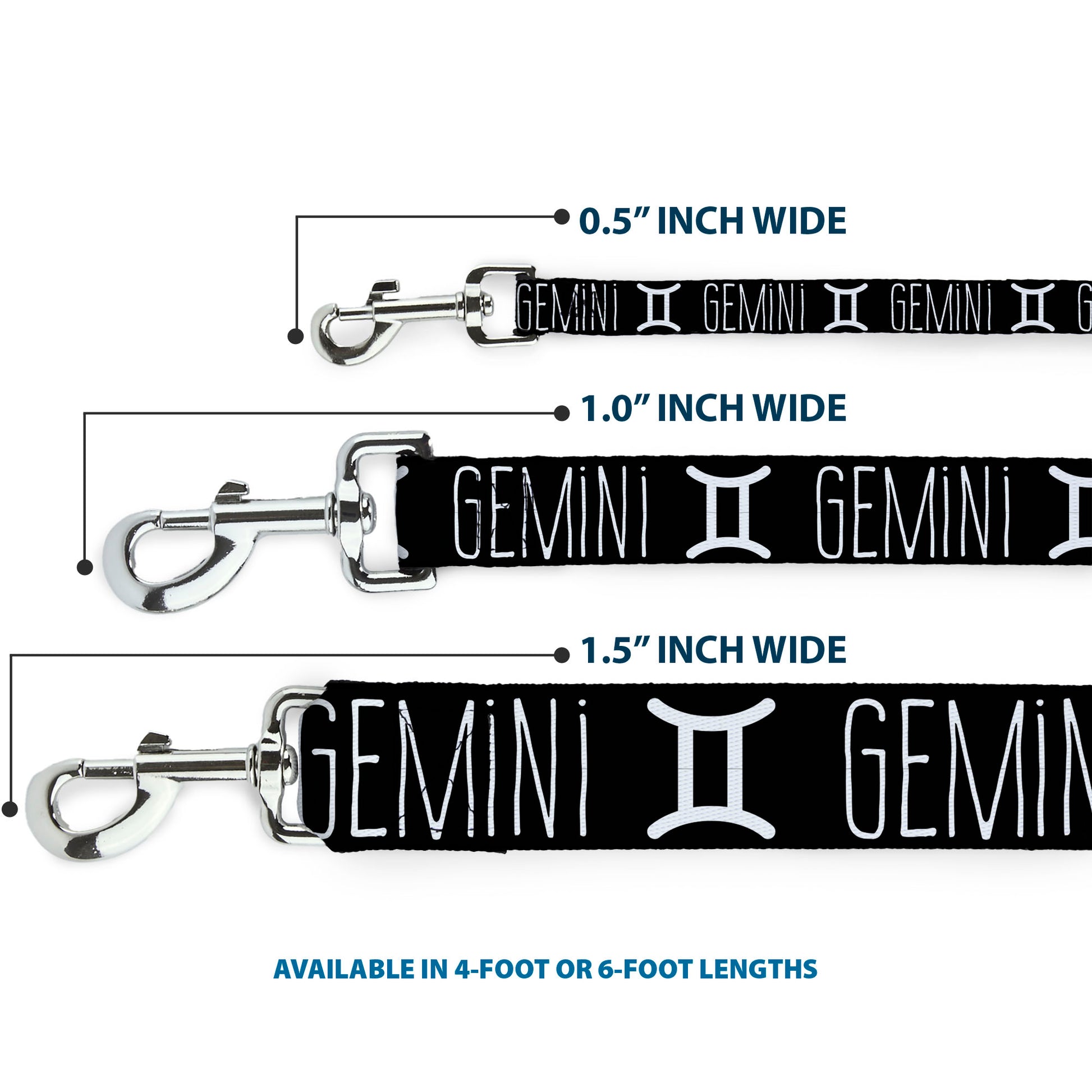 Dog Leash - Zodiac GEMINI/Symbol Black/White Dog Leashes Buckle-Down