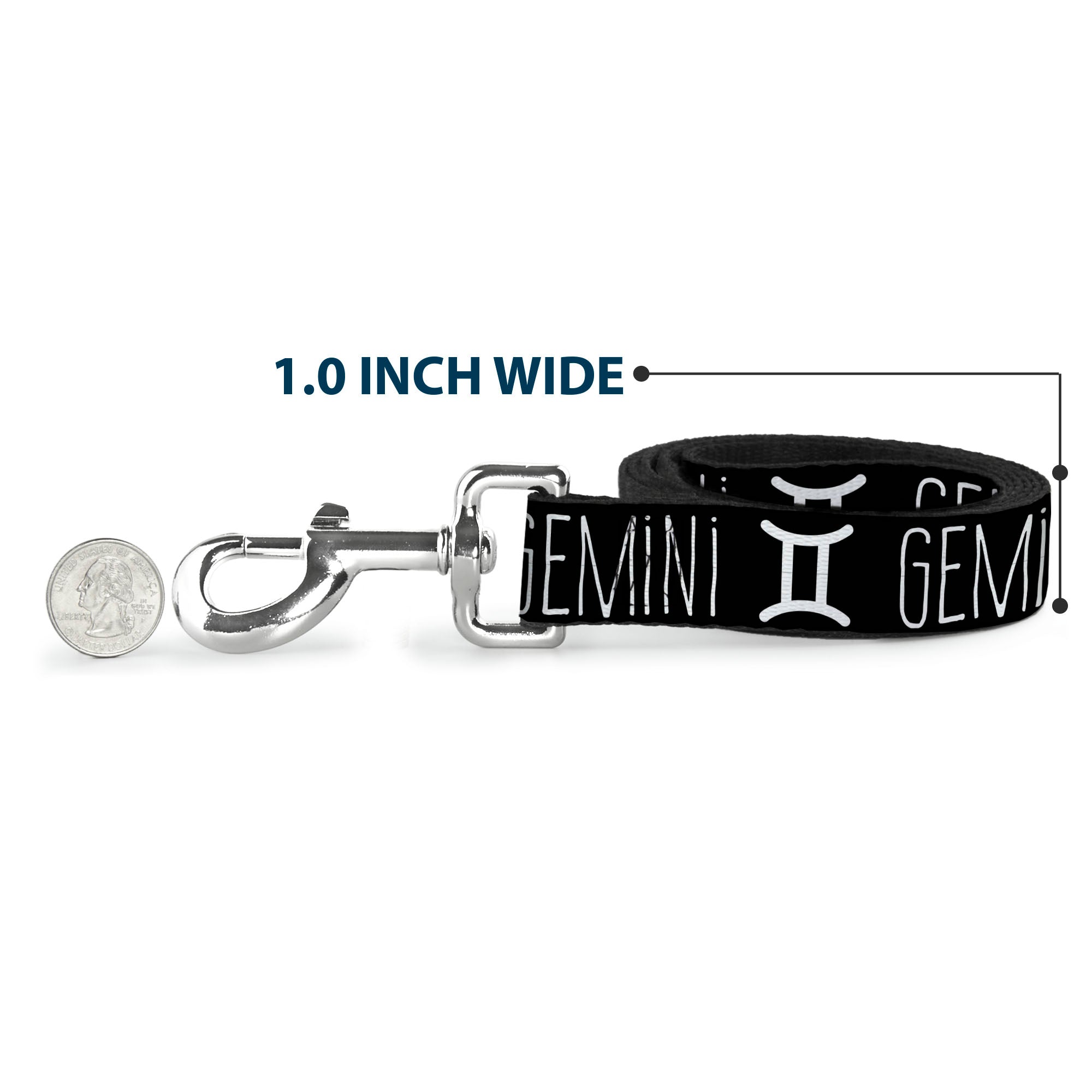 Dog Leash - Zodiac GEMINI/Symbol Black/White Dog Leashes Buckle-Down