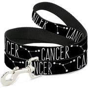 Dog Leash - Zodiac CANCER/Constellation Black/White Dog Leashes Buckle-Down