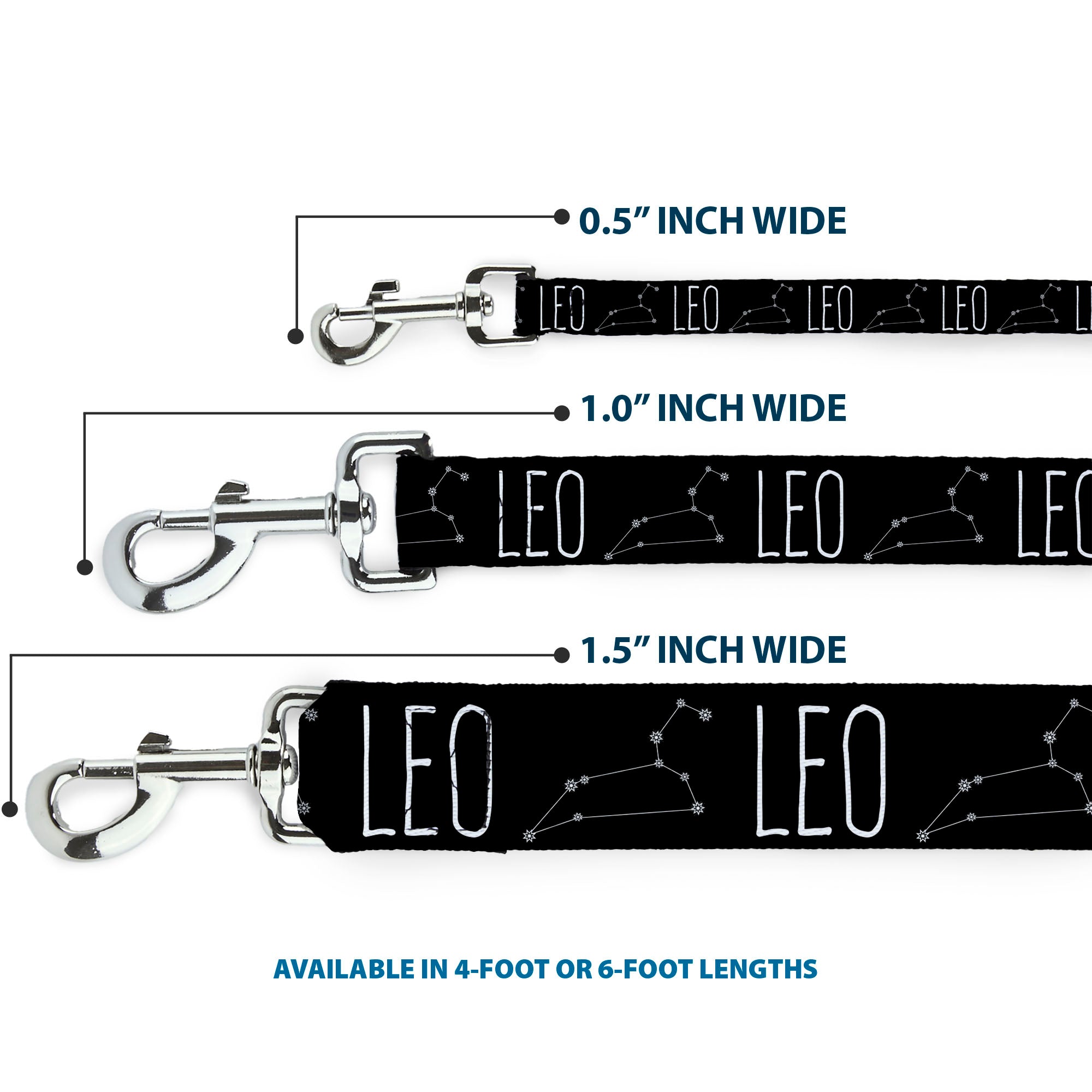 Dog Leash - Zodiac LEO/Constellation Black/White Dog Leashes Buckle-Down
