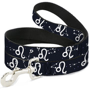 Dog Leash - Zodiac Leo Symbol/Constellations Black/White Dog Leashes Buckle-Down