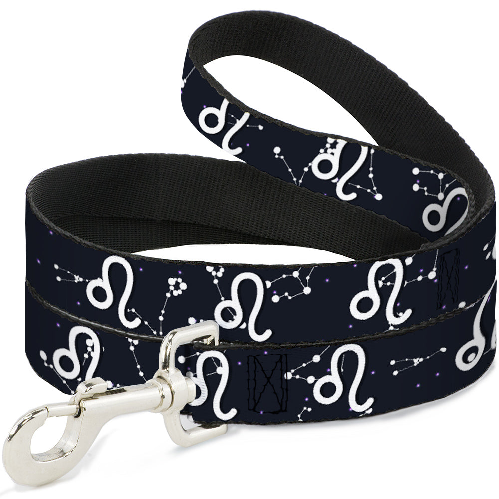 Dog Leash - Zodiac Leo Symbol/Constellations Black/White Dog Leashes Buckle-Down
