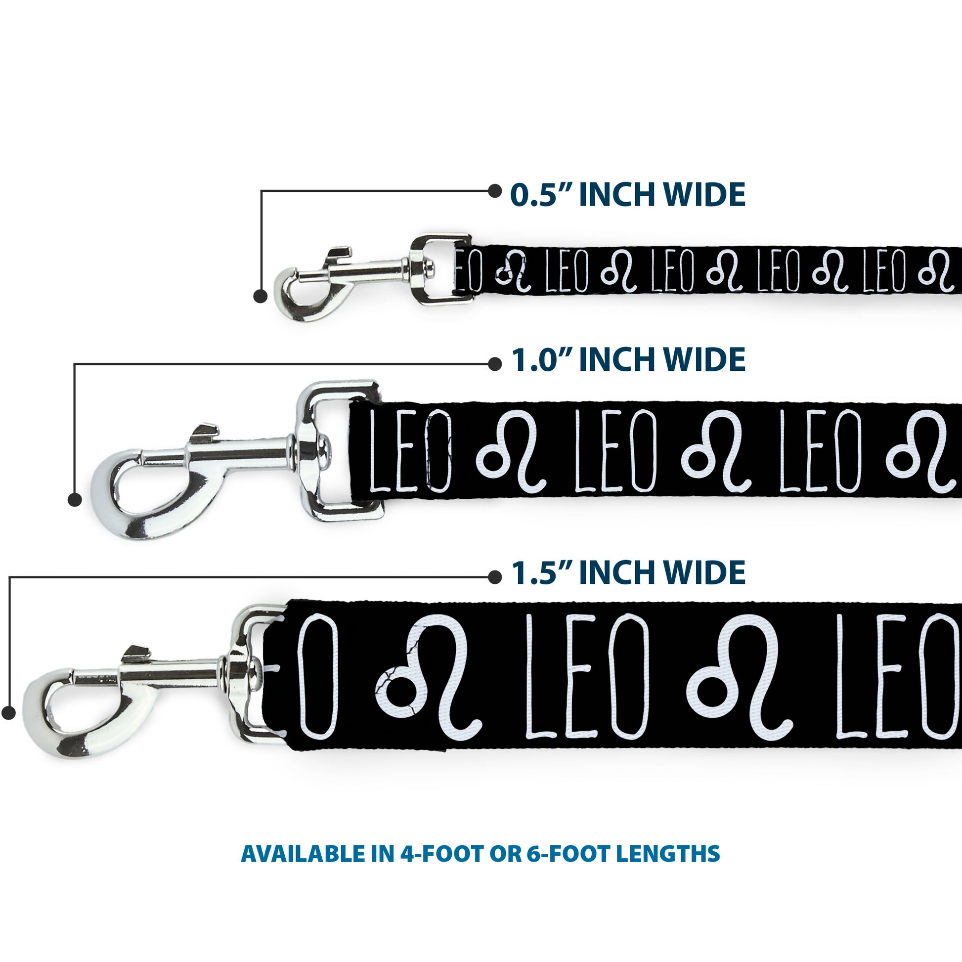 Dog Leash - Zodiac LEO/Symbol Black/White Dog Leashes Buckle-Down