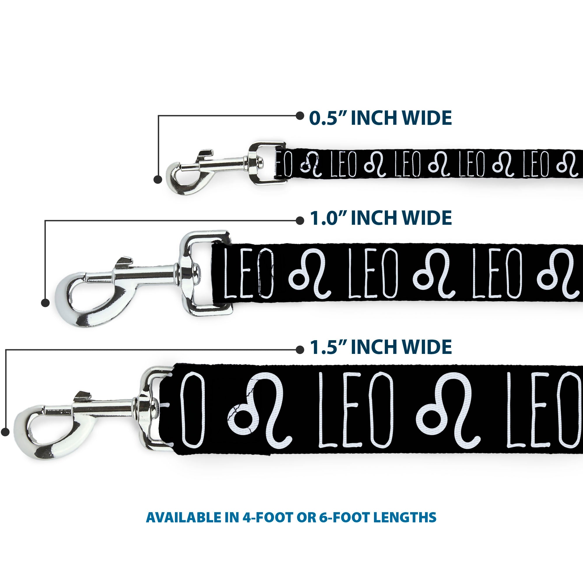 Dog Leash - Zodiac LEO/Symbol Black/White Dog Leashes Buckle-Down