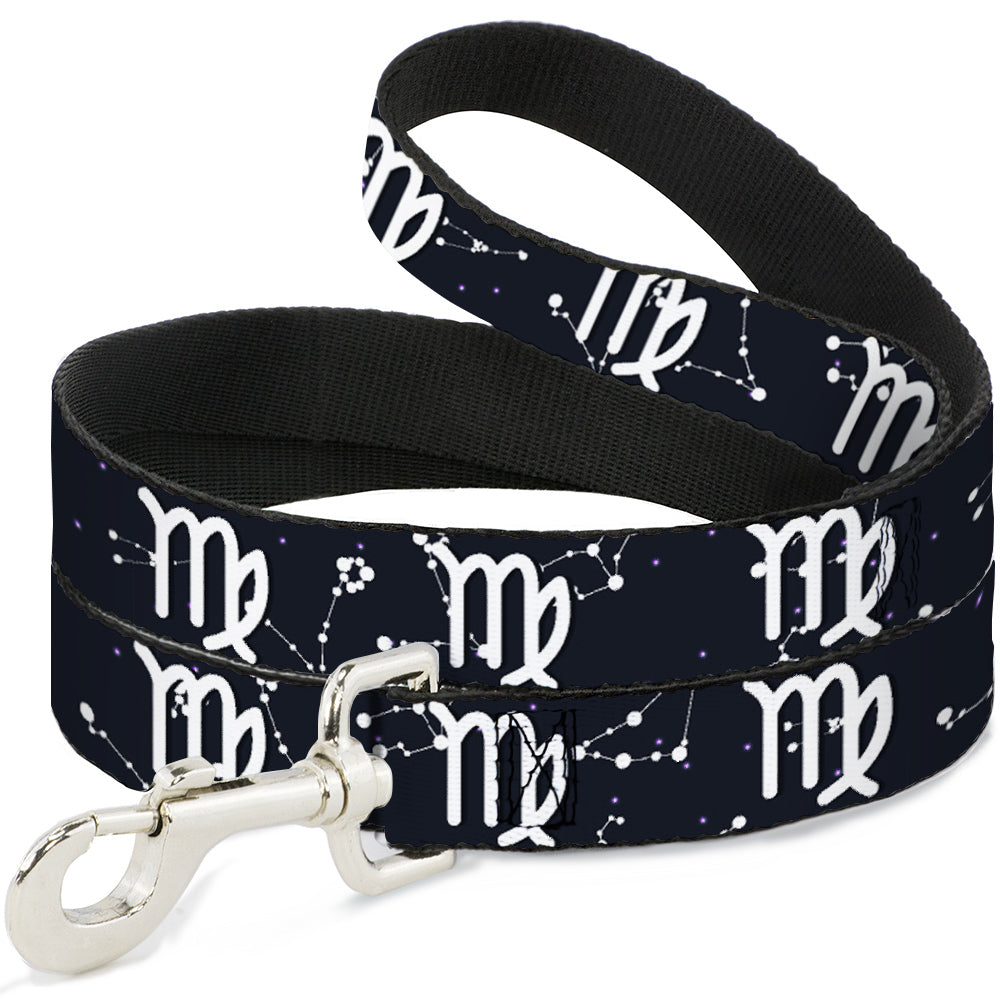 Dog Leash - Zodiac Virgo Symbol/Constellations Black/White Dog Leashes Buckle-Down