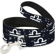 Dog Leash - Zodiac Libra Symbol/Constellations Black/White Dog Leashes Buckle-Down