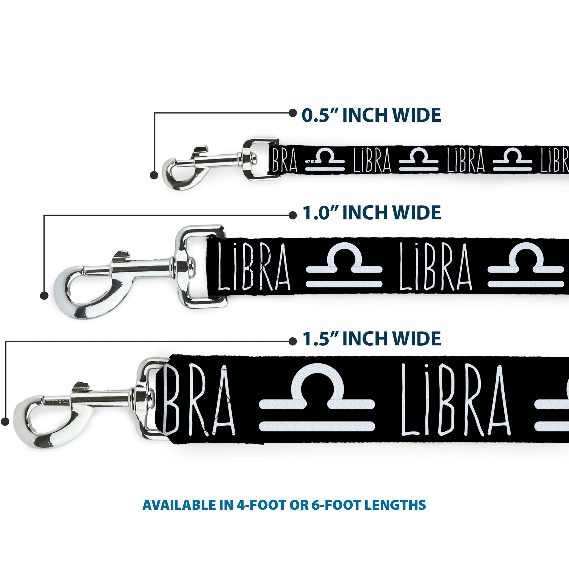 Dog Leash - Zodiac LIBRA/Symbol Black/White Dog Leashes Buckle-Down