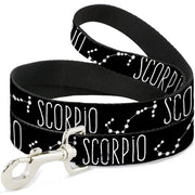 Dog Leash - Zodiac SCORPIO/Constellation Black/White Dog Leashes Buckle-Down